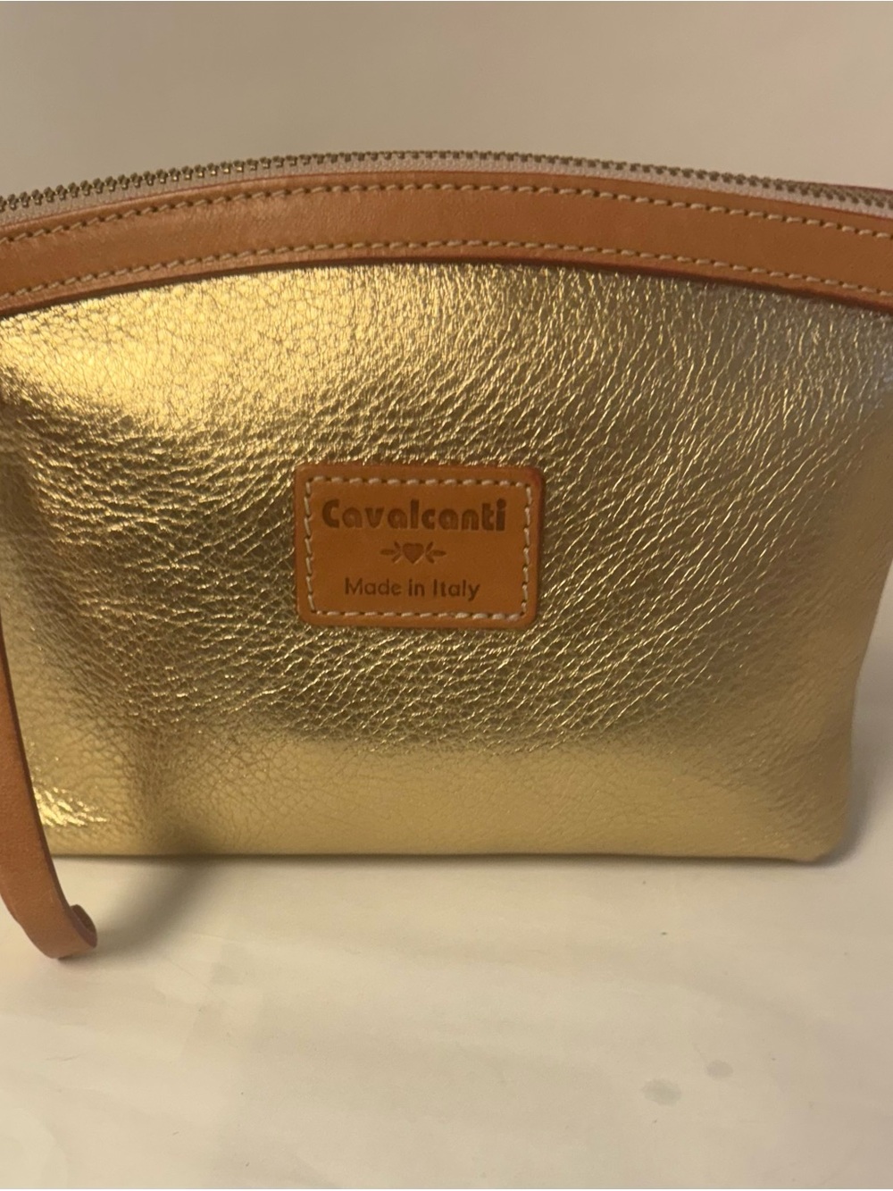 CAVALCANTI Metallic Golden Leather Cosmetic Case